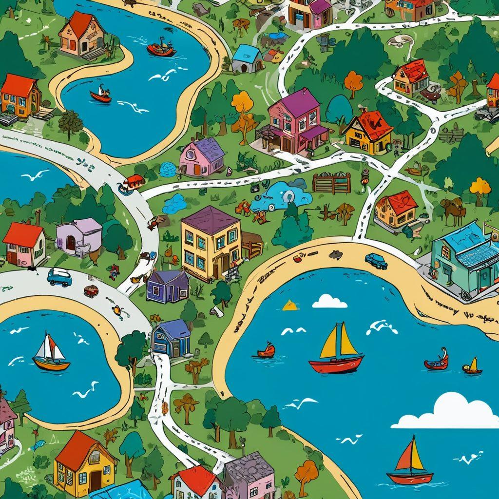 An illustrated map highlighting various web zones as a fun, colorful adventure, with icons representing safe adult content, vibrant pathways, and friendly guides ensuring safe browsing. Incorporate whimsical imagery of devices like smartphones and laptops exploring this digital landscape. Use a playful, cartoonish style with bright, engaging colors to capture attention. cartoon-style. vibrant colors.